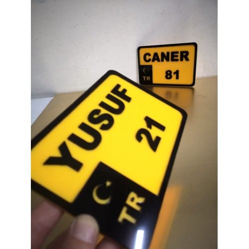 Appcity Isme Özel Kabartma Pleksi Dekor Motor Plaka, Bisiklet Pleksi Plaka