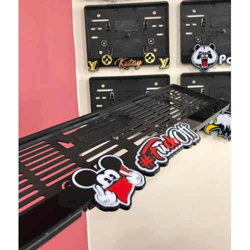 F*ckOff Yazılı Mickey Mouse Özel Tasarım Lüks Pleksi Plakalık