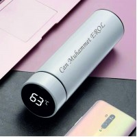 Kişiye Özel Isimli Lüks Dijital Sıcaklık Göstergeli Çelik Termos 500ML-BEYAZ