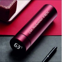 Kişiye Özel Isimli Lüks Dijital Sıcaklık Göstergeli Çelik Termos 500ML-KIRMIZI