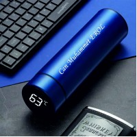 Kişiye Özel Isimli Lüks Dijital Sıcaklık Göstergeli Çelik Termos 500ML-MAVİ