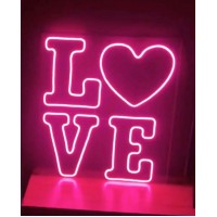 LOVE Yazılı Dekoratif Neon Led Tablo, Neon Duvar Tabela