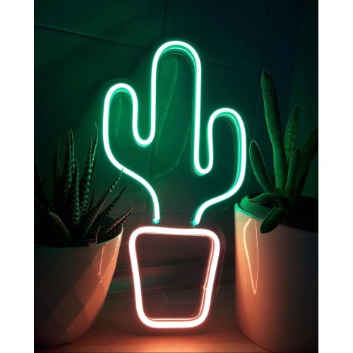 Kaktüs Dekoratif Neon Led Tablo, Neon Duvar Tabela
