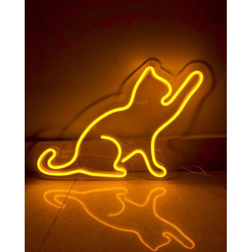 Kedi Dekoratif Neon Led Tablo, Neon Duvar Tabela