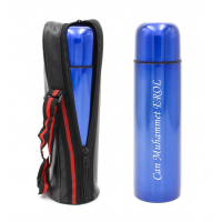 Kişiye Özel İsimli Çantalı Bardaklı Lüks Çelik Termos - 500 ml - MAVİ